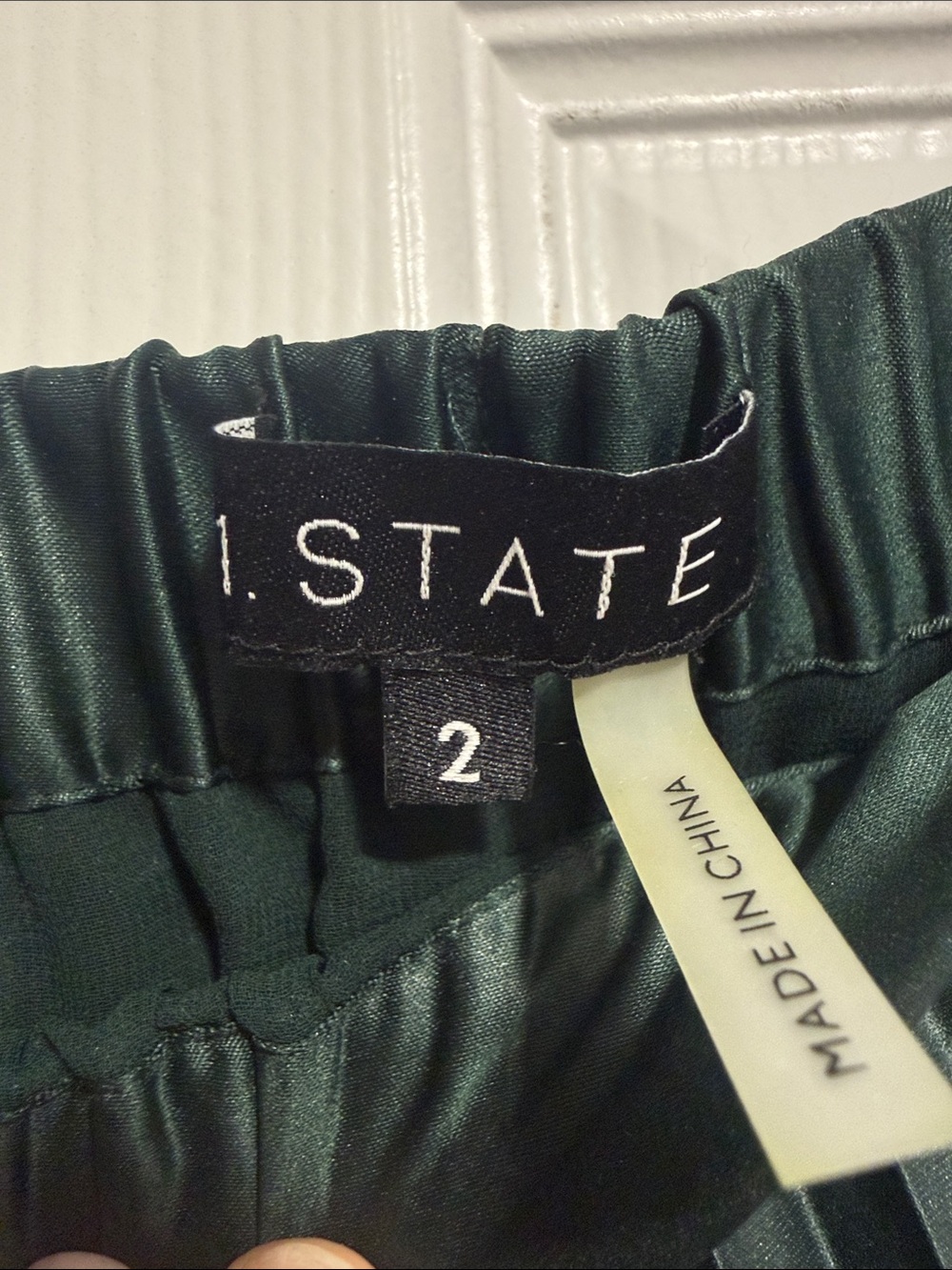 1. State Emerald Green Satin Pleated Midi Skirt - Picture 2 of 6